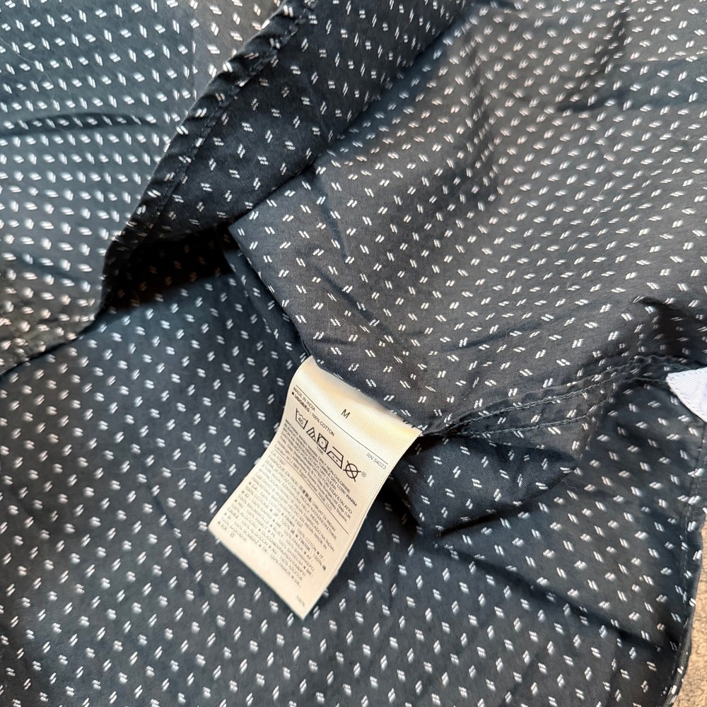 Banana Republic Custom 078 Wash Shirt Mens Medium Navy Blue Slim Fit Geometric - Picture 5 of 9